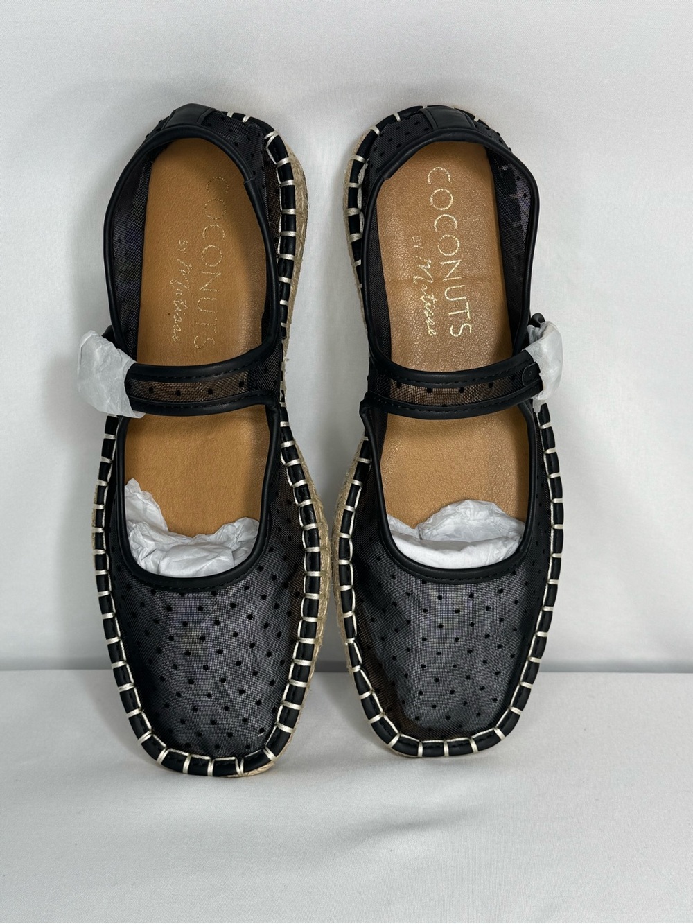 Coconuts by Matisse Black shear mesh Mary Jane Espadrille-Trim Flats